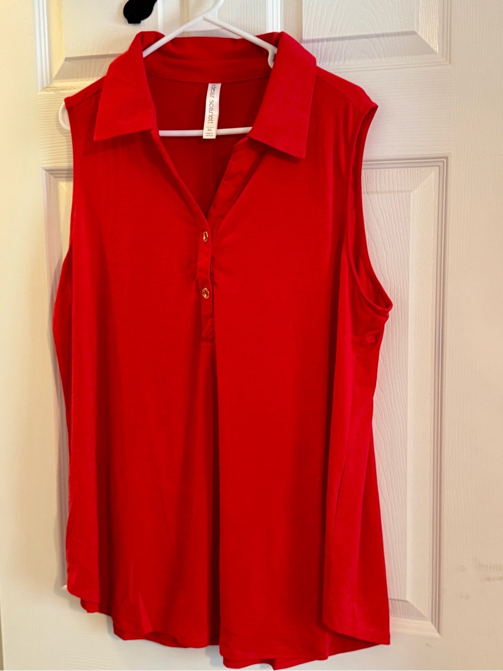 Dear Scarlett Red Collared Sleeveless Tank